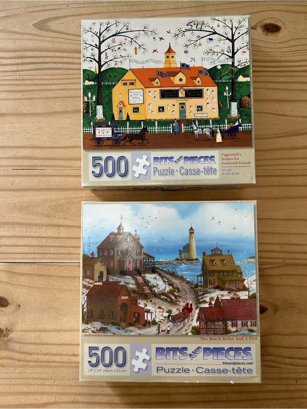 BITS and PIECES 500-Piece Jigsaw Puzzle Set - Yellow & Blue Coastal Scenes
